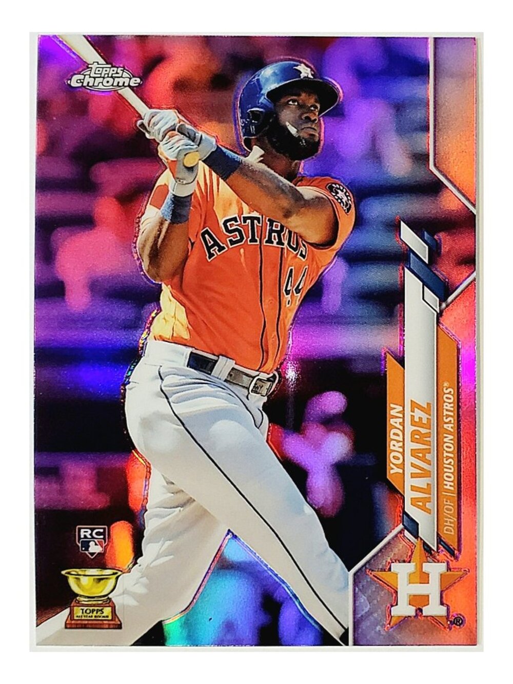 YORDAN ALVAREZ ROOKIE PINK REFRACTOR 2020 TOPPS CHROME #200, HOUSTON ASTROS